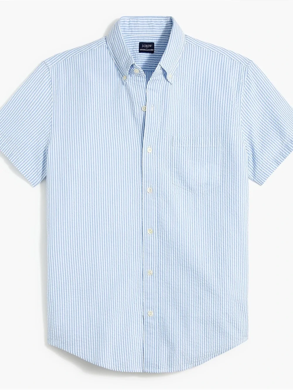 J. Crew Light Blue & White Seersucker Short-Sleeve Button-Down Shirt